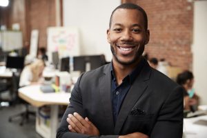 man confident because his smile looks good